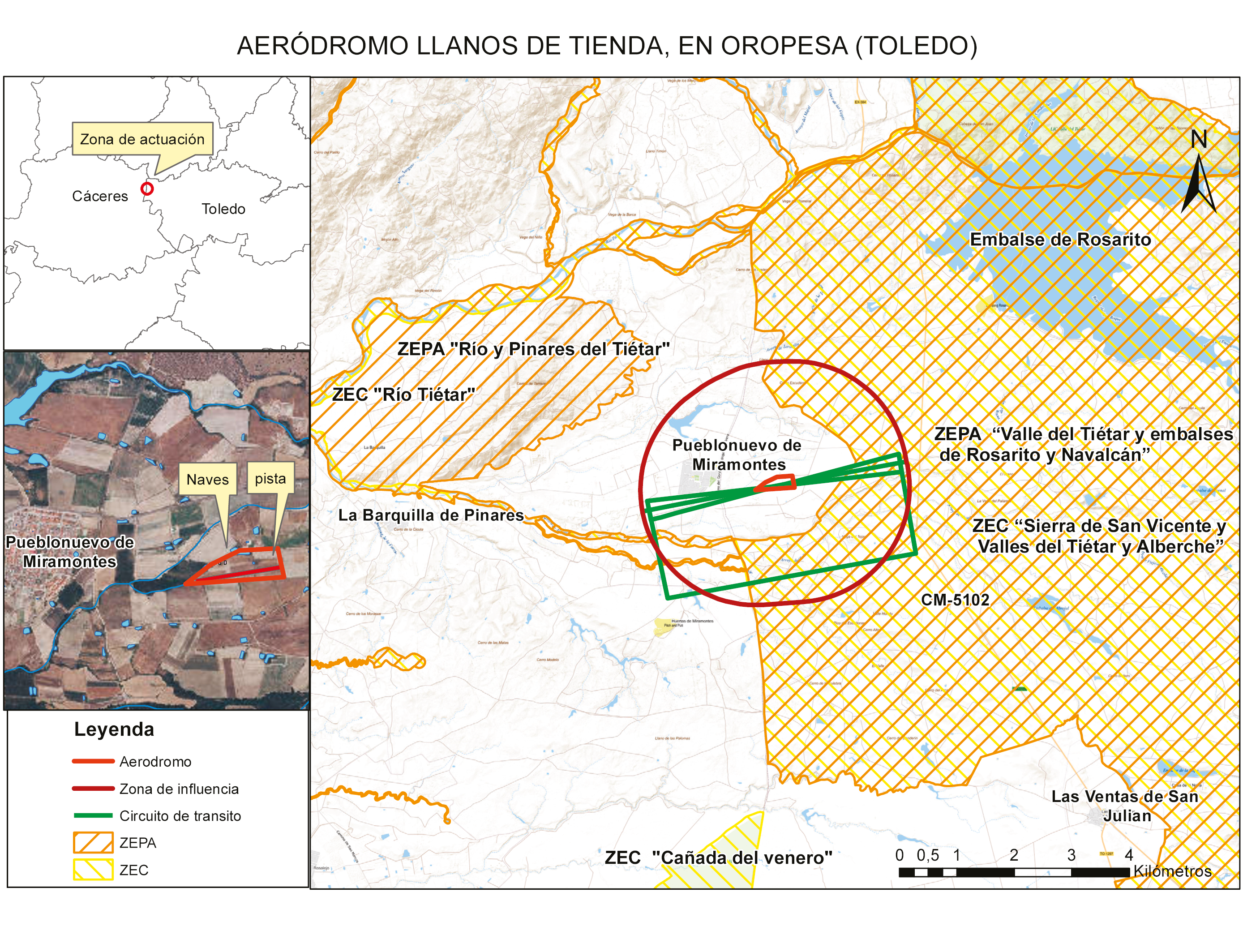 Aeródromo Llanos de Tienda, en Oropesa (Toledo). Pueblonuevo de Miramontes
