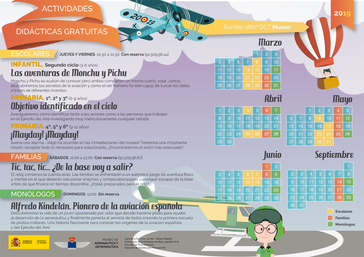 Calendario de actividades didácticas del Museo de Aeronáutica y Astronáutica