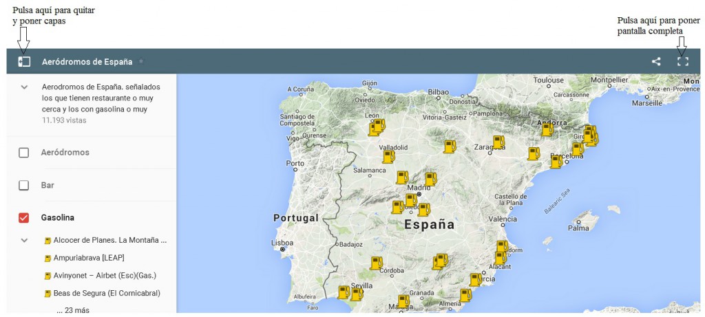 Mapa aeródromos de España - aterriza.org